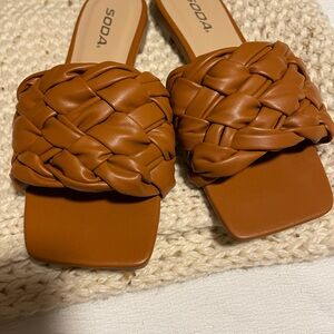 Soda Women's Brown Braided Sandals